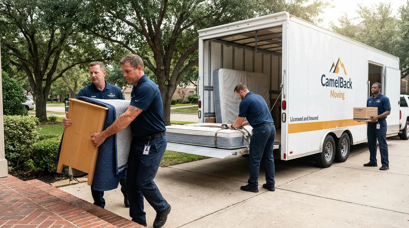 Crew loading residential truck for cross-state move from Centreville, AL