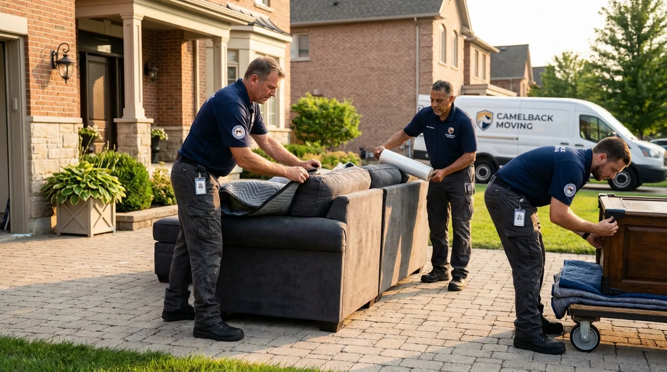 Large estate moving crew wrapping furniture in Centreville, AL