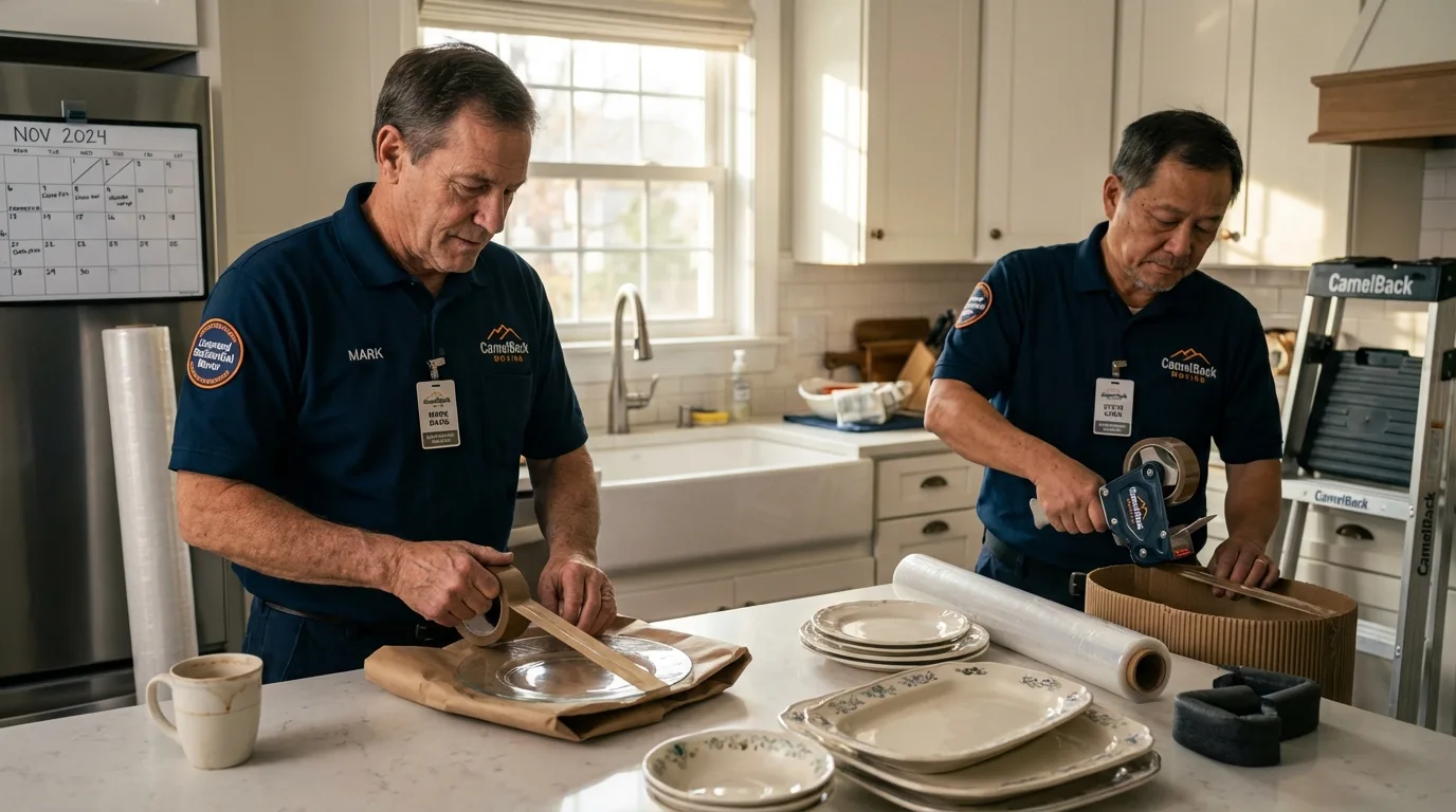 Professional crew packing kitchen dishware in Centreville, AL
